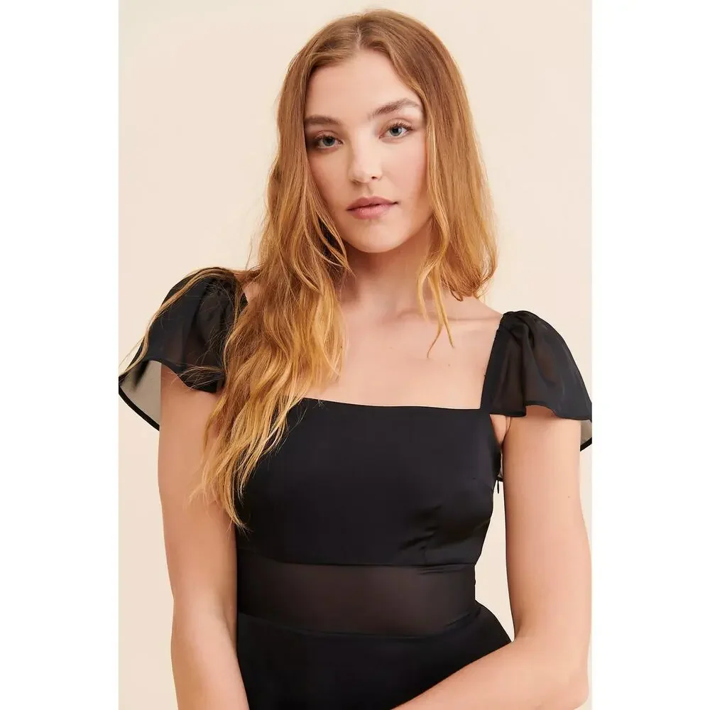 Free People Anthropologie Black Jumpsuit Romper Size 6 Viscose NWT $88
